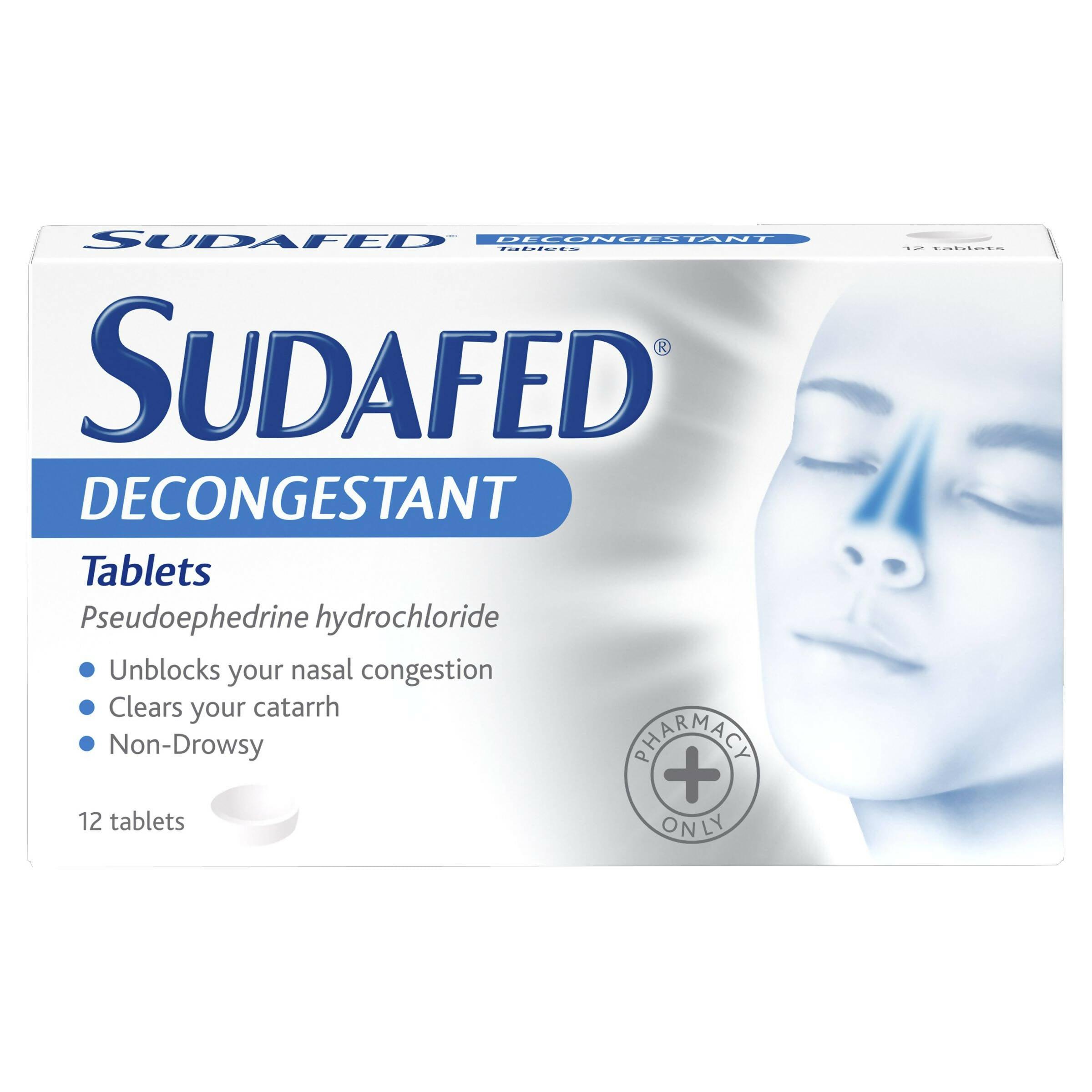 Sudafed Decongestant Tablets 12 Tablets